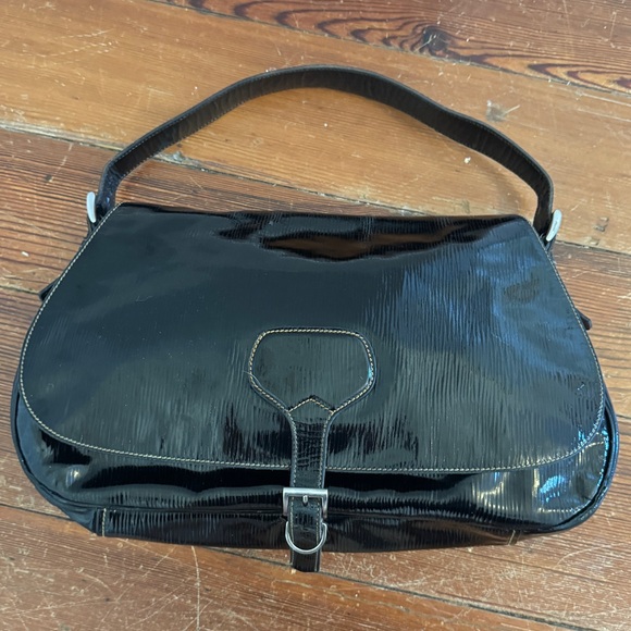 Authentic Prada Cleo Black Patent Leather Shoulder Bag Satchel Vintage Italy - Picture 3 of 16